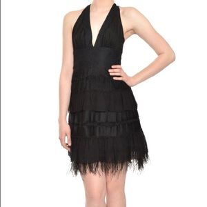 BCBG MAX AZRIA BLACK LACE And  FEATHERS